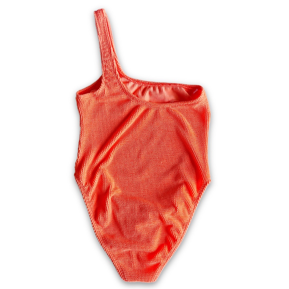 Good American One-Shoulder Ribbed One-Piece Swimsuit in Orange-Red - Picture 6 of 9